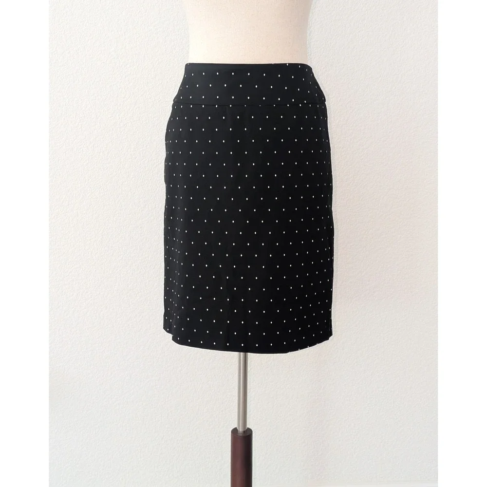Black White Polka Dot Pencil Skirt